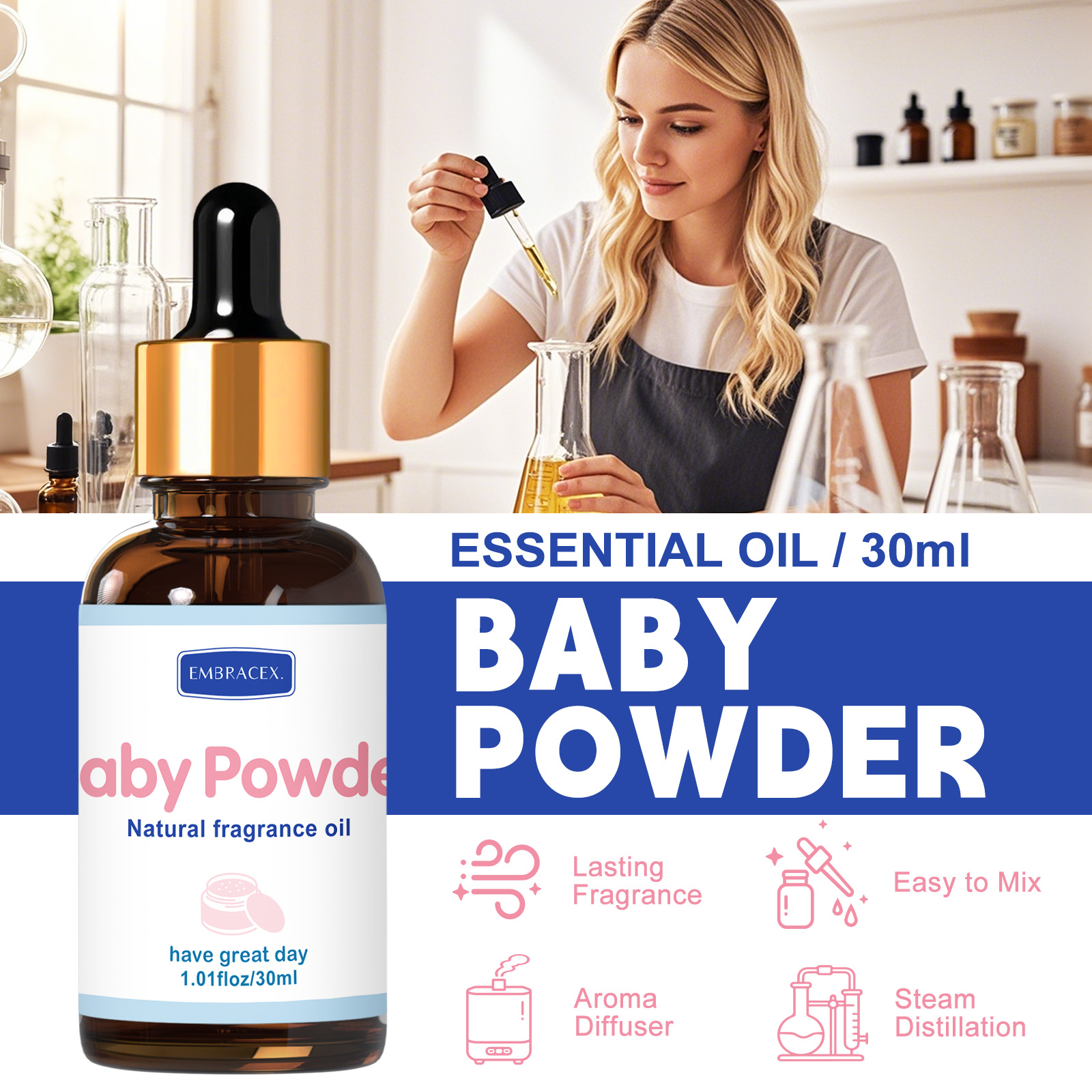 30ml Baby Powder Essential Oil - Candle Making Supplies Fragrance Oils 评论和价格